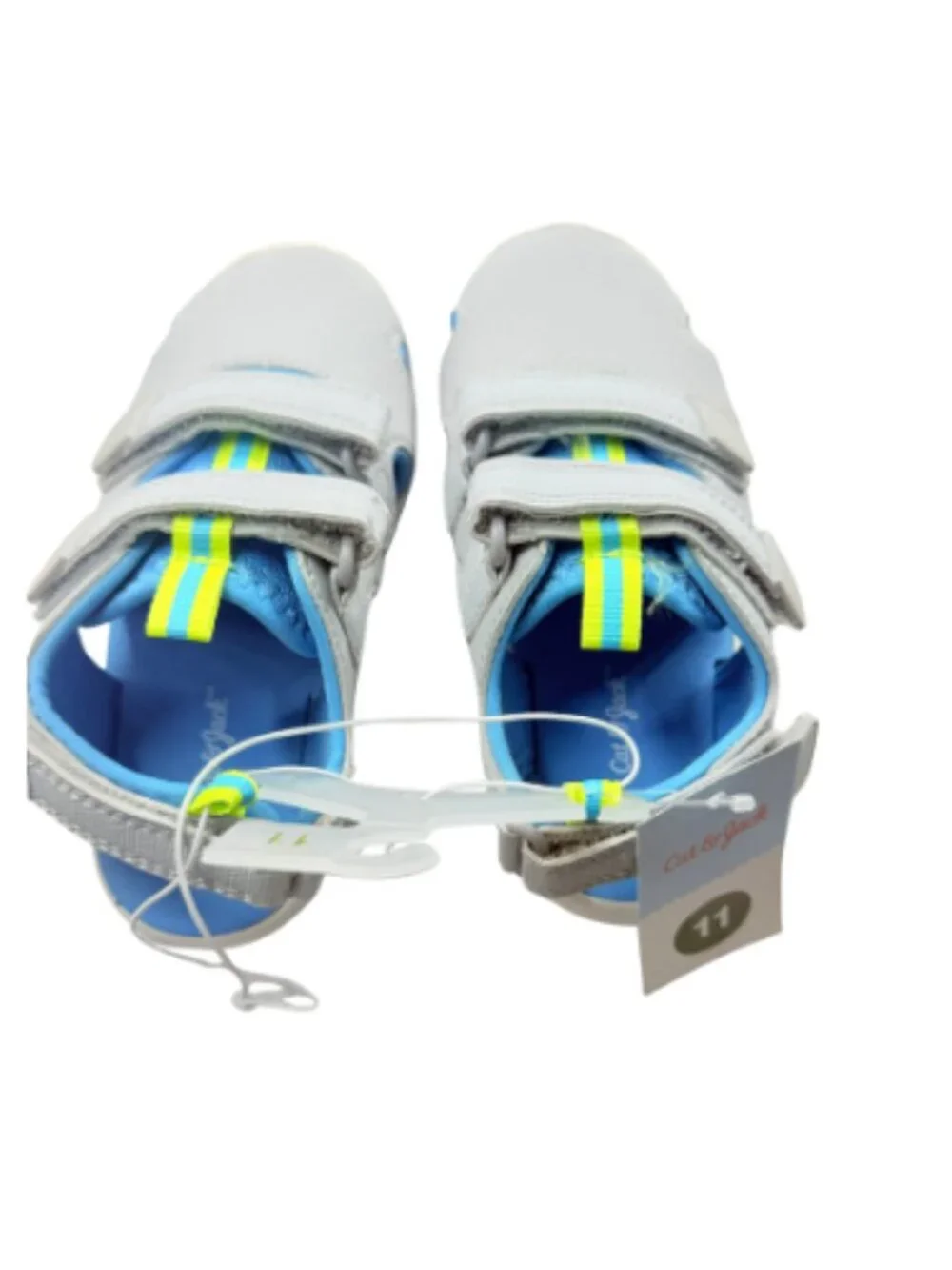 Cat & Jack Boys Closed Toe Summer Sandals Gray Blue Hook & Loop Strap Size 11